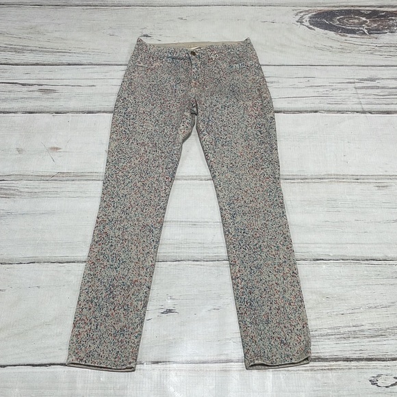 MiH Jeans Beige Denim Splatter Bonn High Rise Super Skinny Italy Size 28 - Picture 2 of 13